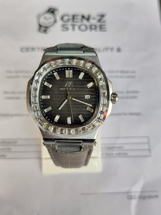 Silver/Steel Tone, Square-Cushion Shape (Nautilus Style)