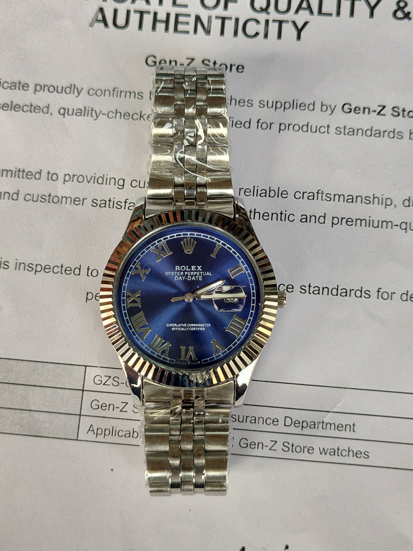 "ROLEX β Oyster Perpetual β Day-Date β Superlative Chronometer β Officially Certified β Swiss Made"