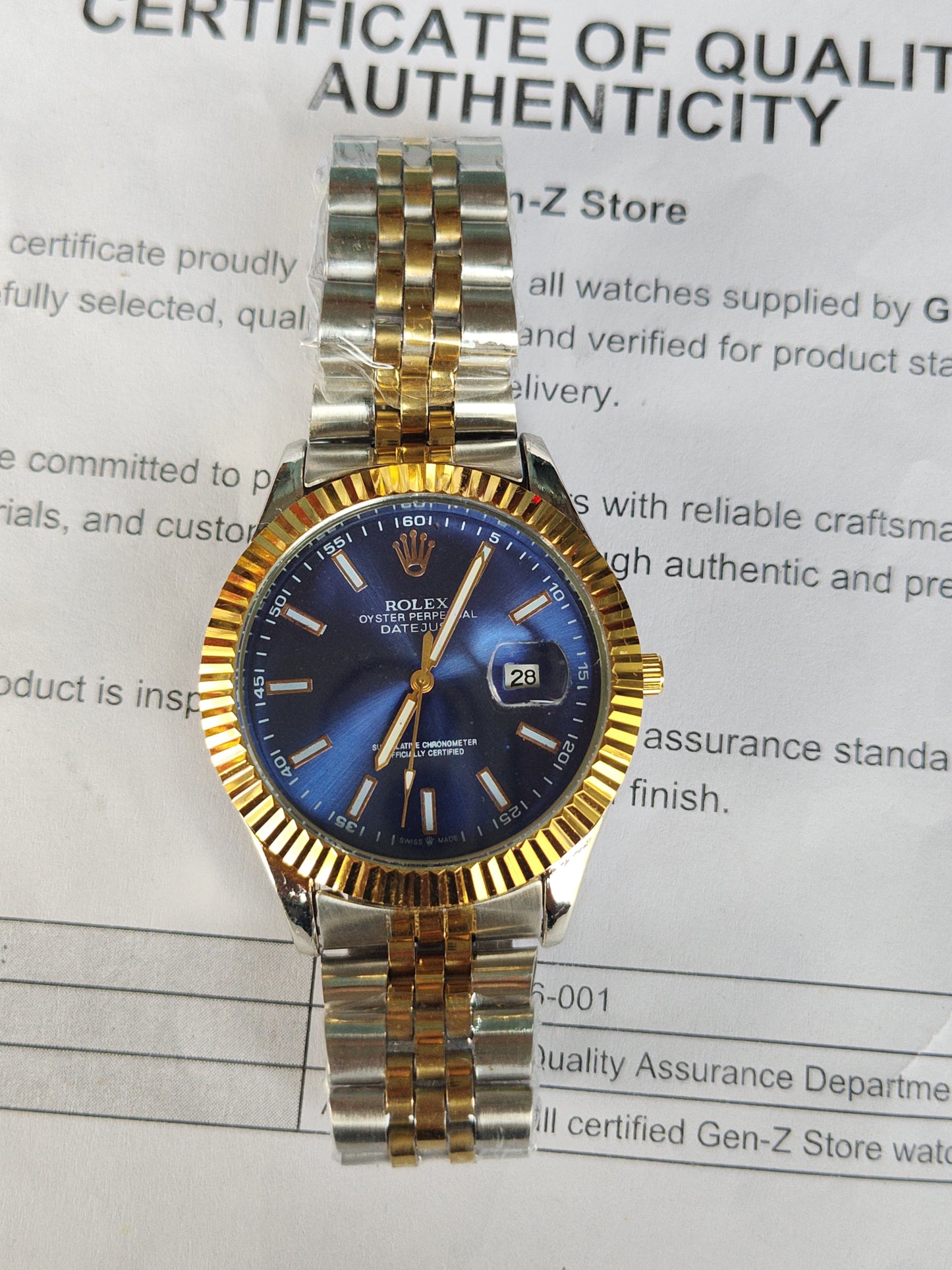 Rolex Datejust Style — Two Tone — Blue Dial (Replica)