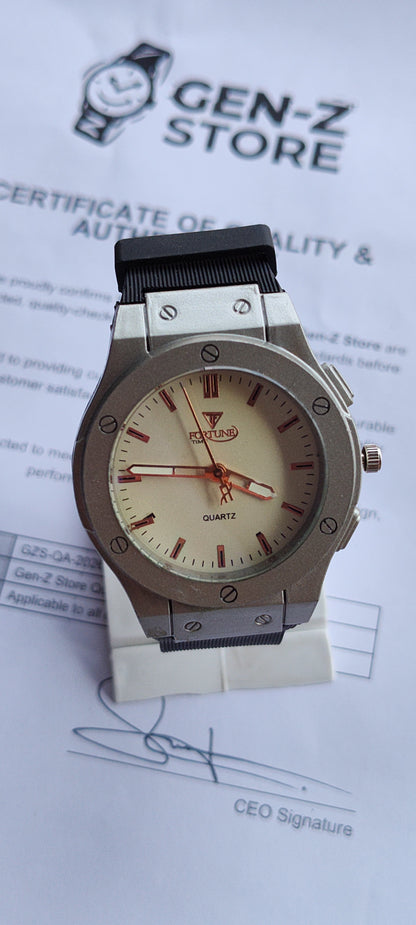 Fortune Time Quartz Men’s Watch – Luxury Sport Design with Rubber Strap