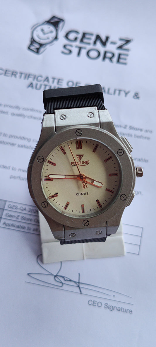 Fortune Time Quartz Men’s Watch – Luxury Sport Design with Rubber Strap