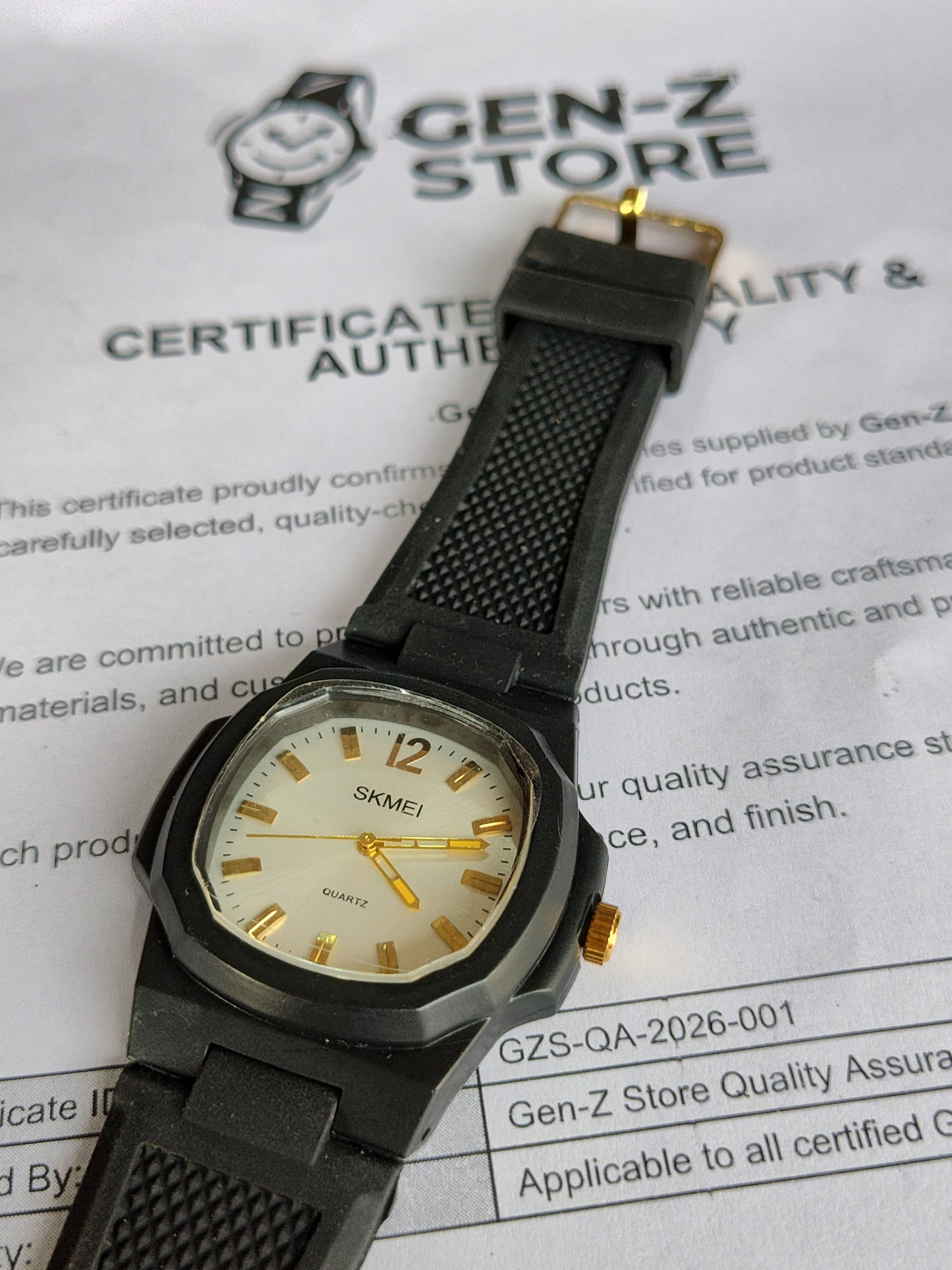 SKMEI Minimalist Casual Watch - Octagonal Matte Black Case with White Dial
