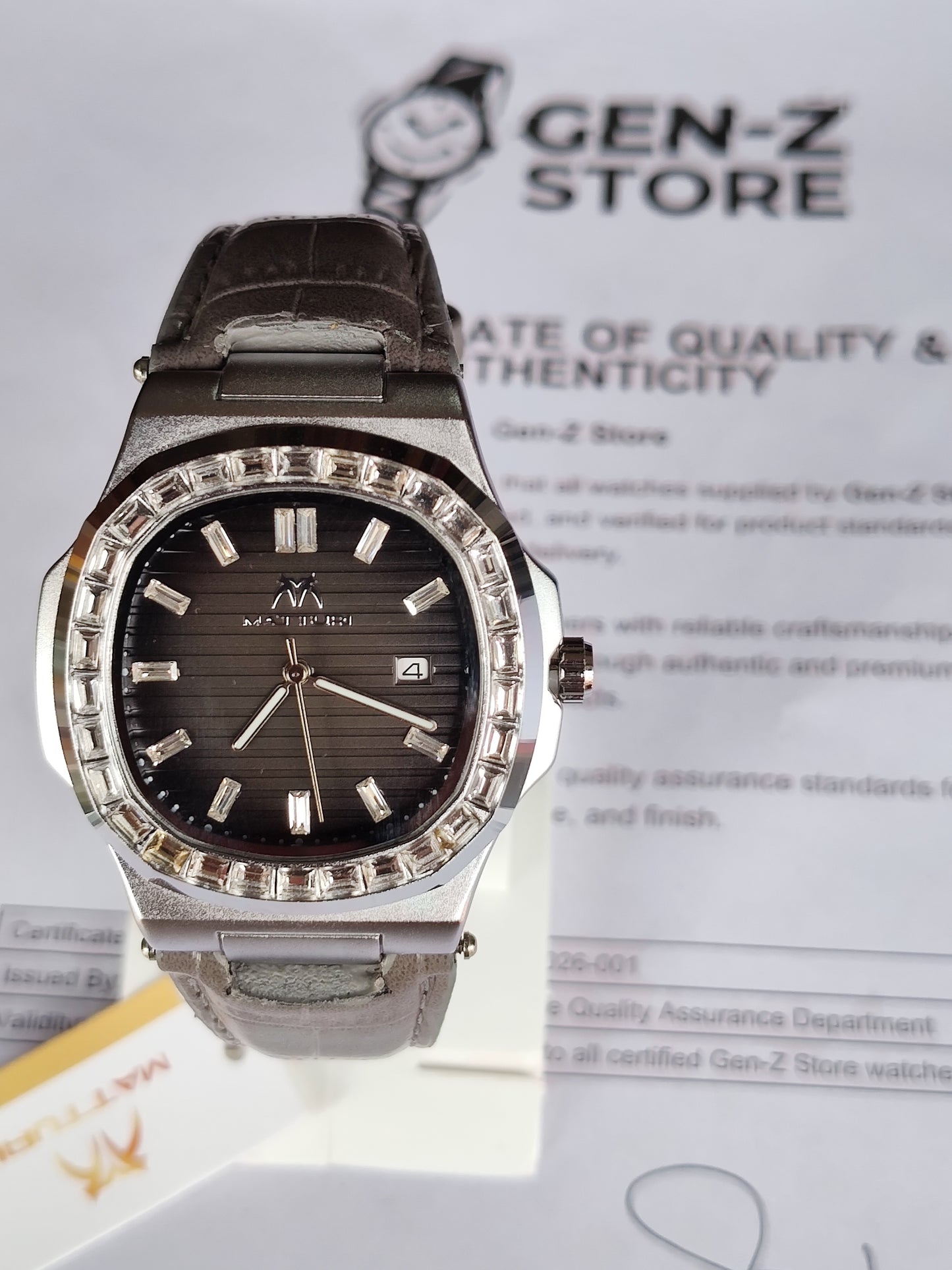 Positif Luxury Brown Quartz Watch - Octagonal Rose Gold Bezel