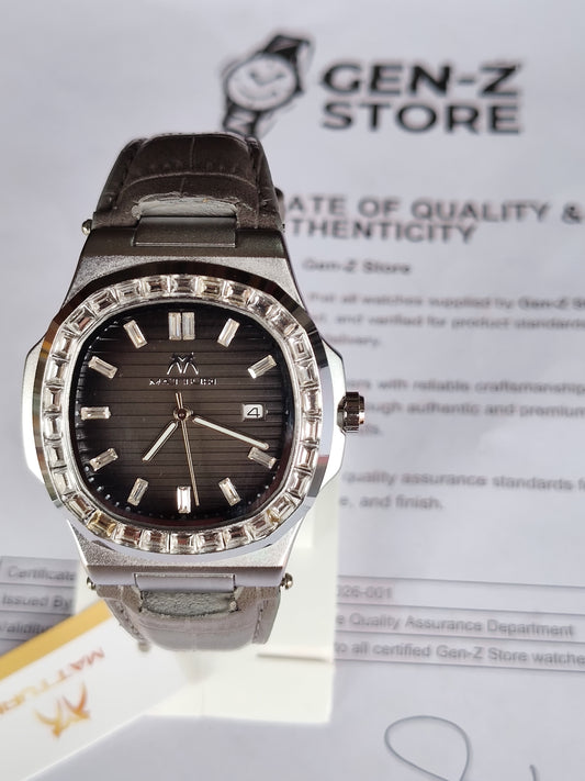 Positif Luxury Brown Quartz Watch - Octagonal Rose Gold Bezel