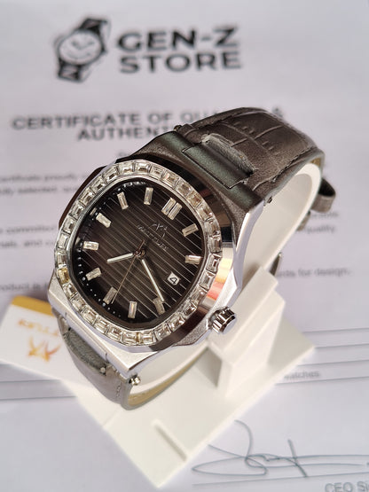 Positif Luxury Brown Quartz Watch - Octagonal Rose Gold Bezel