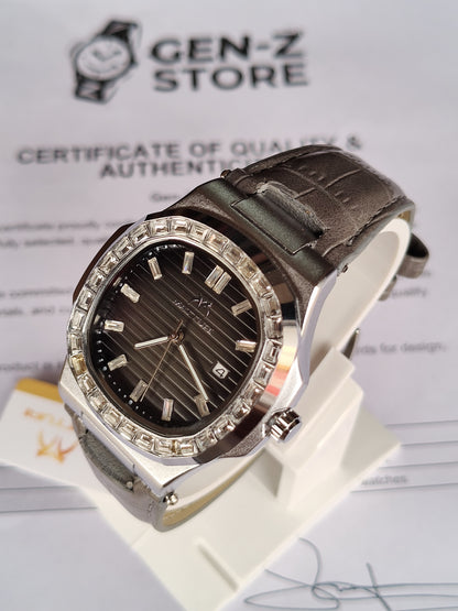 Positif Luxury Brown Quartz Watch - Octagonal Rose Gold Bezel