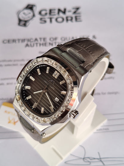 Positif Luxury Brown Quartz Watch - Octagonal Rose Gold Bezel