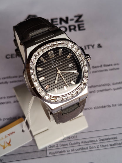 Positif Luxury Brown Quartz Watch - Octagonal Rose Gold Bezel