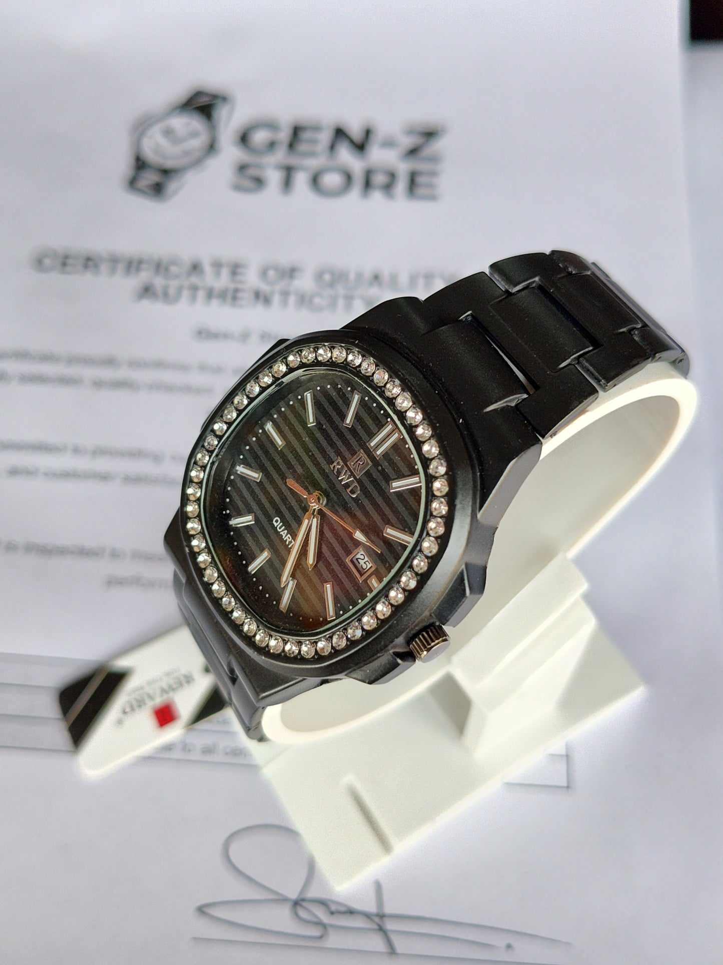 Positif Minimalist Brown Dial Watch - Rose Gold Octagonal Bezel