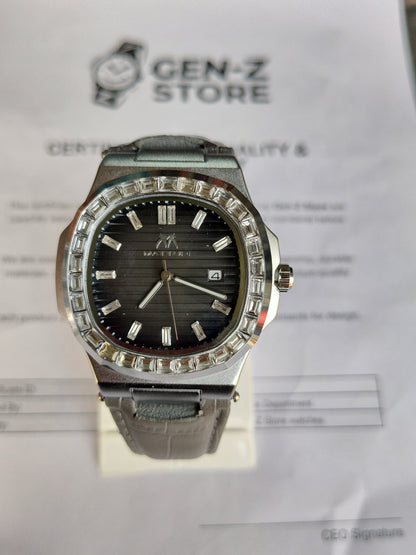 Silver/Steel Tone, Square-Cushion Shape (Nautilus Style)