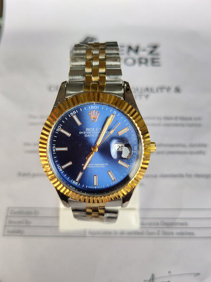 Rolex Datejust Style — Two Tone — Blue Dial (Replica)