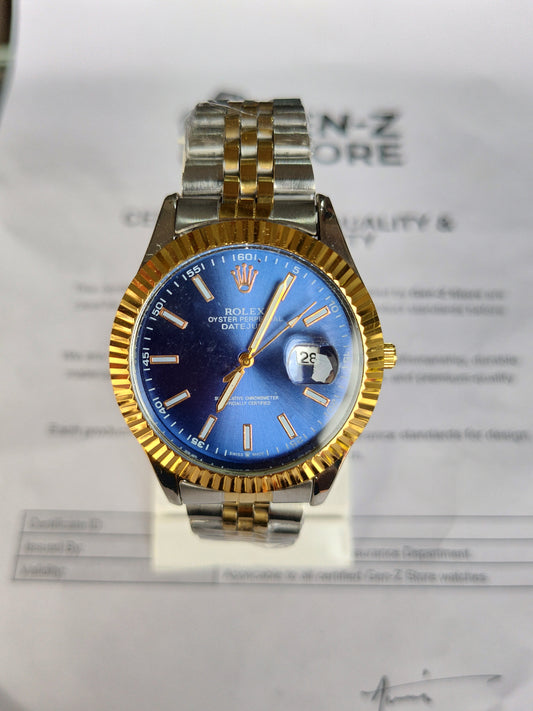 Rolex Datejust Style — Two Tone — Blue Dial (Replica)