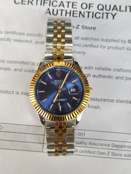 Rolex Datejust Style — Two Tone — Blue Dial (Replica)