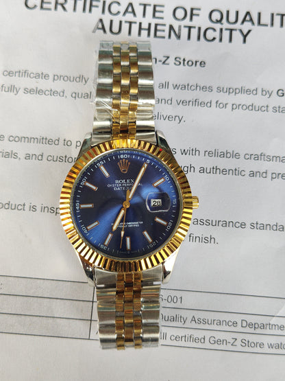 Rolex Datejust Style — Two Tone — Blue Dial (Replica)