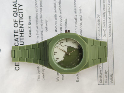 Matte Olive Green, Octagonal/Nautilus Shape